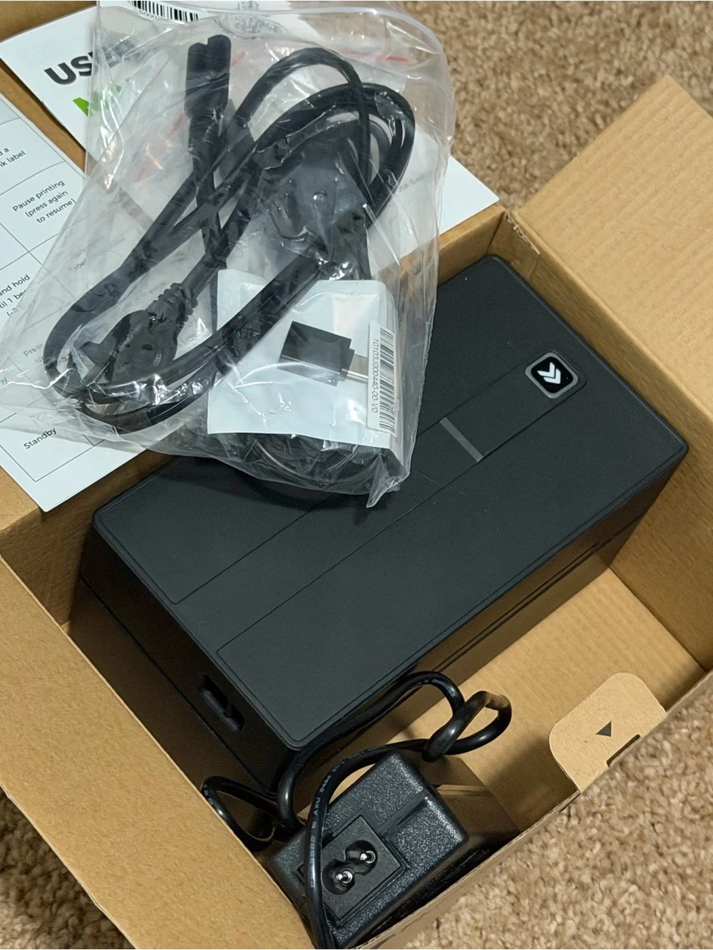 Compact Black Thermal Label Printer for Home Office and Shipping